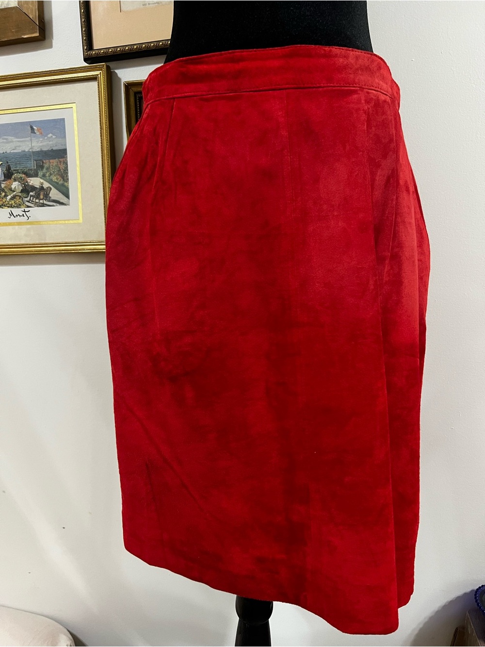 Vintage Red Suede Pencil Skirt